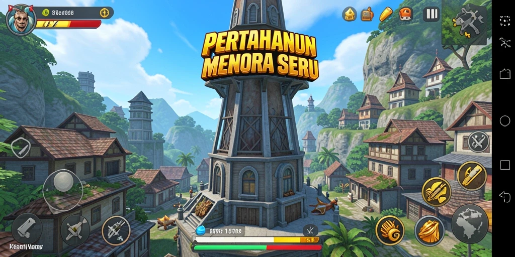 Gameplay seru dari 8768 dengan menara pertahanan yang strategis.