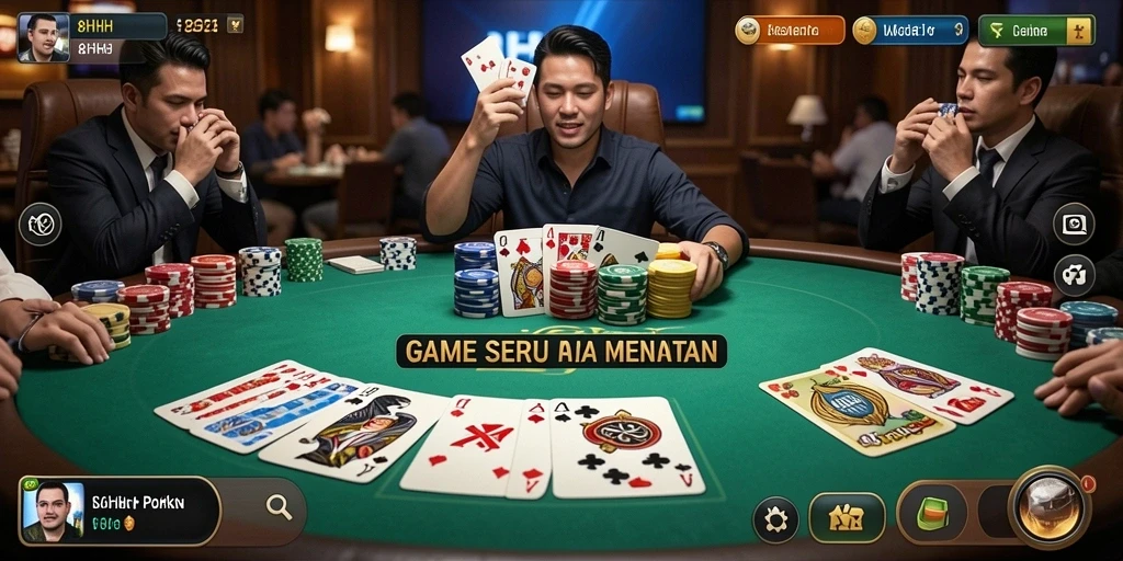 Tampilan seru gameplay poker di 8HHH yang menarik.