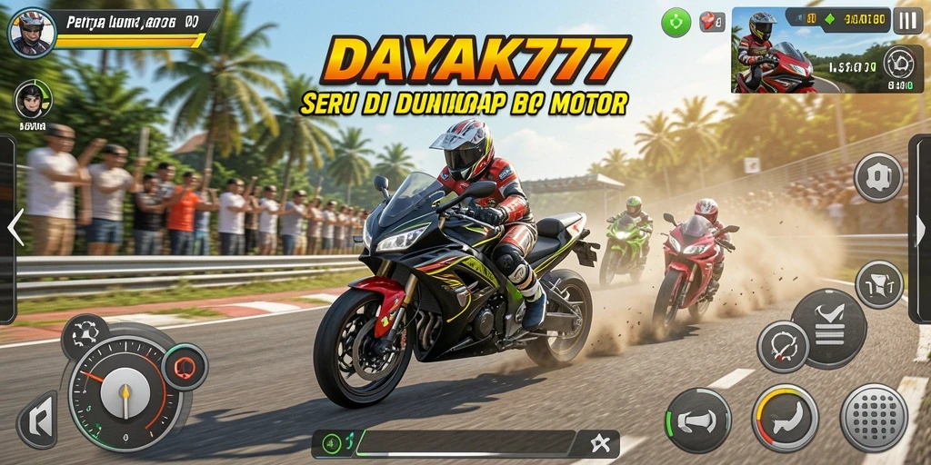 Menampilkan gameplay seru dari balap motor di DAYAK777.