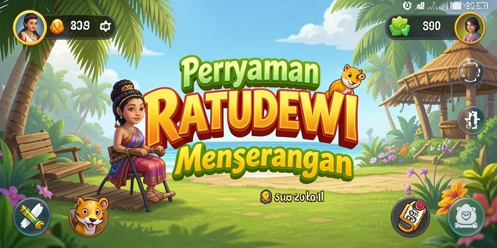 Tampilan gameplay <strong>RATUDEWI</strong> yang ceria dan penuh warna.