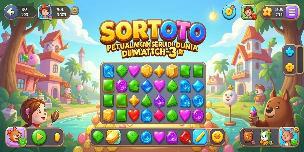 Gameplay SORTOTO yang seru dan penuh warna dalam kategori Match-3.