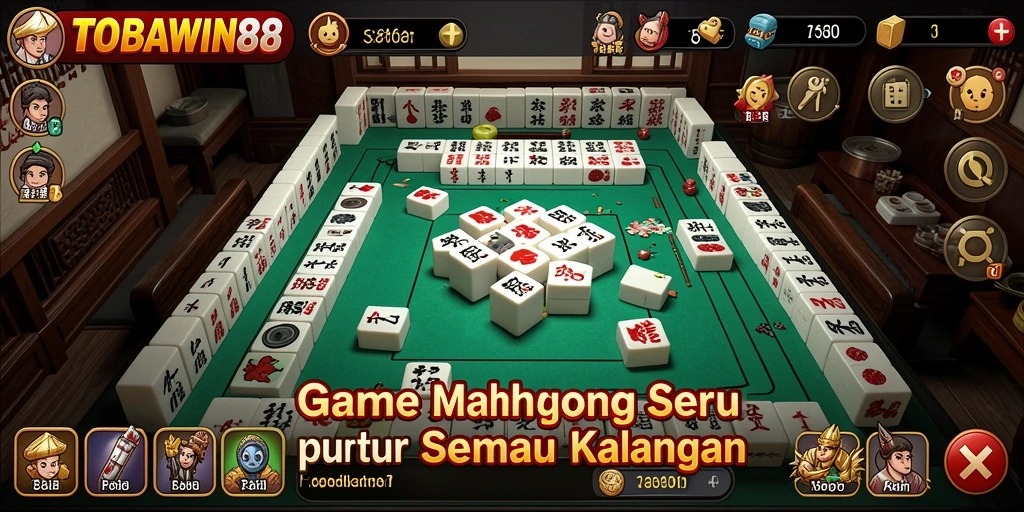 Screenshot gameplay TOBAWIN88 yang menunjukkan serunya permainan Mahjong.