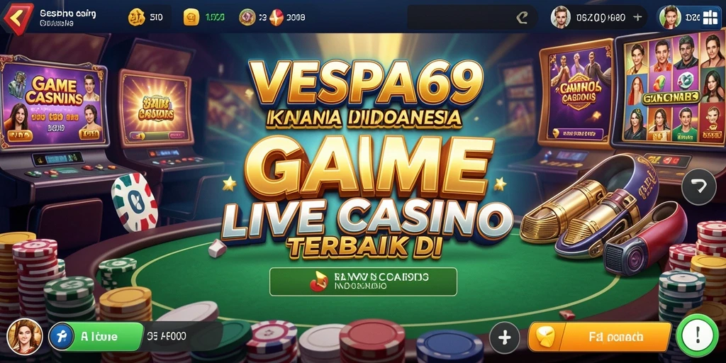 Screenshot VESPA69 menampilkan dealer live dan permainan yang mendebarkan.