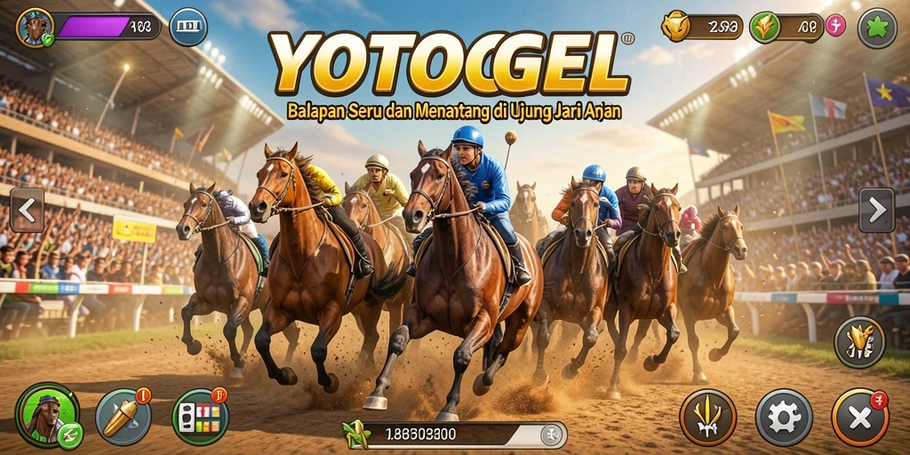 Screenshot gameplay YOTOGEL menampilkan aksi balapan yang menegangkan.